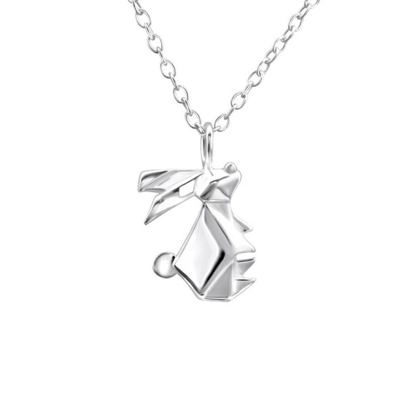 Sterling Silver Origami Bunny Necklace​ - Picture 1 of 9